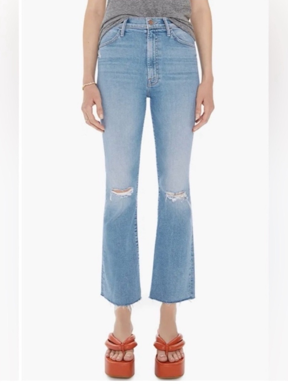 MOTHER The Hustler Ankle Fray Jeans In Thrilling Shots Size 24